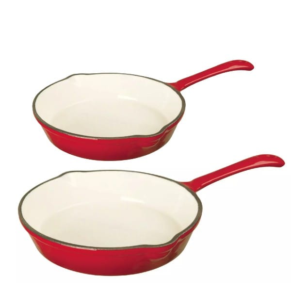 Set 2 tigăi fontă emailată roșii – 20 cm și 26 cm