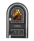 Usa semineu cu geam Cerbi ornamente argintii 555x345 mm